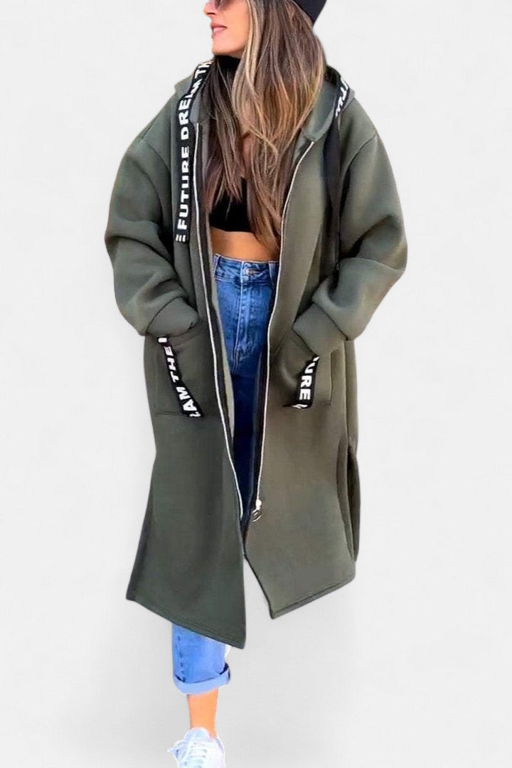 Long hooded coat in five colors for women