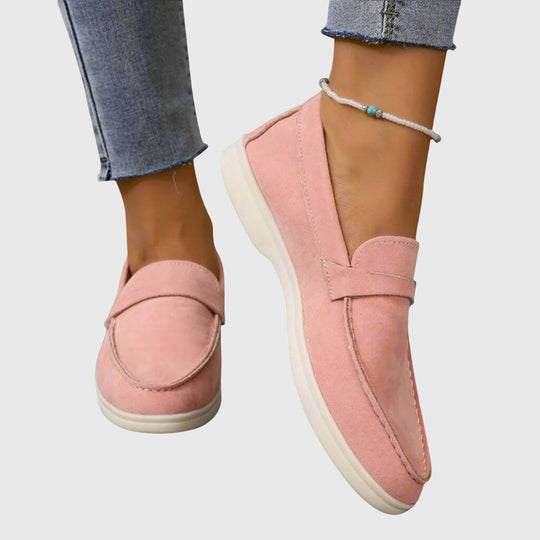 Comfort loafers in sky blue, camel, gray, black and pink for women