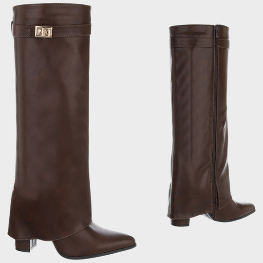 Marisol | Smooth Fold Over Wedge Boots