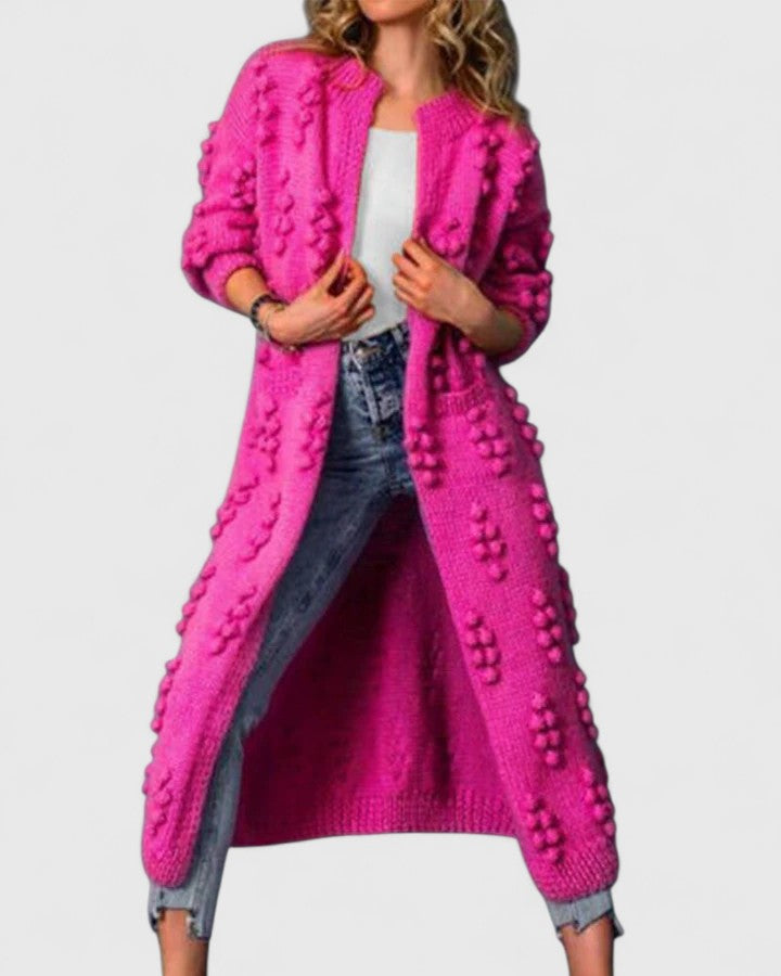 Knit cardigan for women in royal blue, rose red and coffee