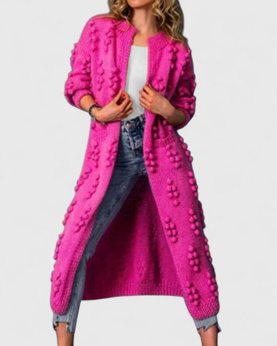 Knit cardigan for women in royal blue, rose red and coffee