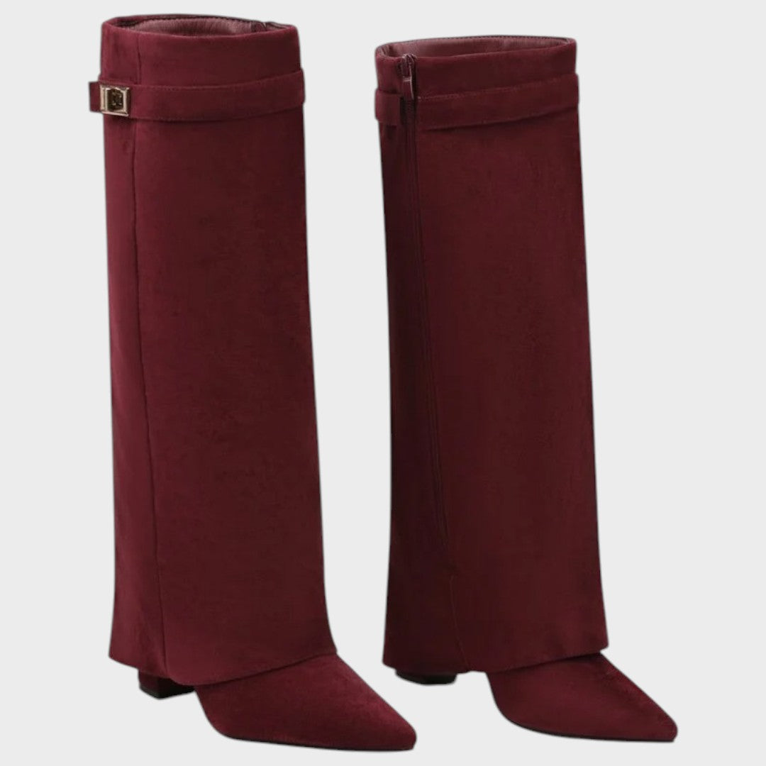 Sylvie | Fold Over Pointed Wedge Boots