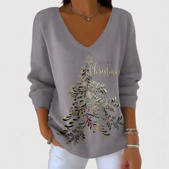 Festive knit top in six colors for women