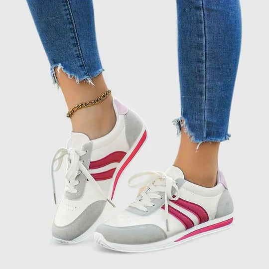Comfort shoes in red and blue for women
