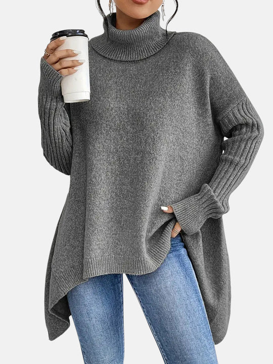 Longline roll neck sweater for women in five colors