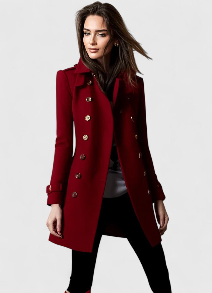 Elegant coat in blue, green, black and red for women
