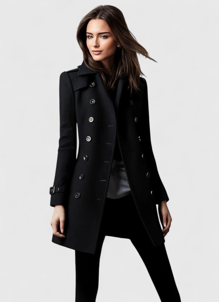 Elegant coat in blue, green, black and red for women