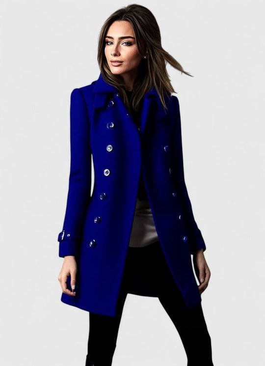 Elegant coat in blue, green, black and red for women
