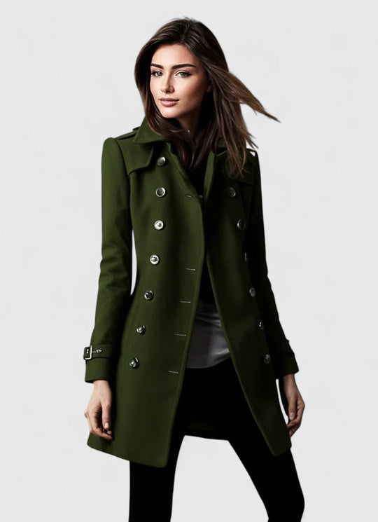 Elegant coat in blue, green, black and red for women