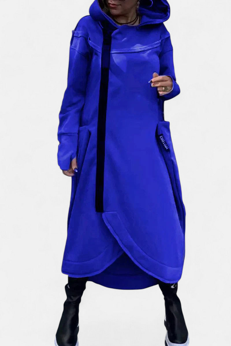 Long hooded zip jacket in six colors for women