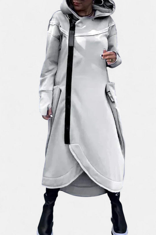 Long hooded zip jacket in six colors for women
