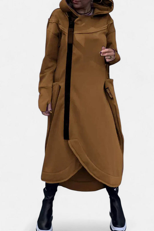 Long hooded zip jacket in six colors for women