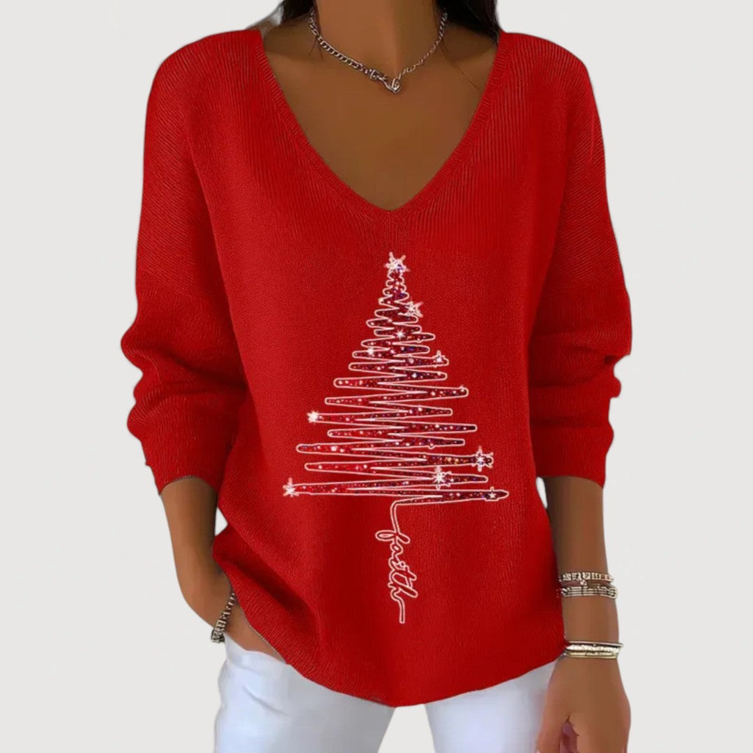 Festive knit top in six colors for women