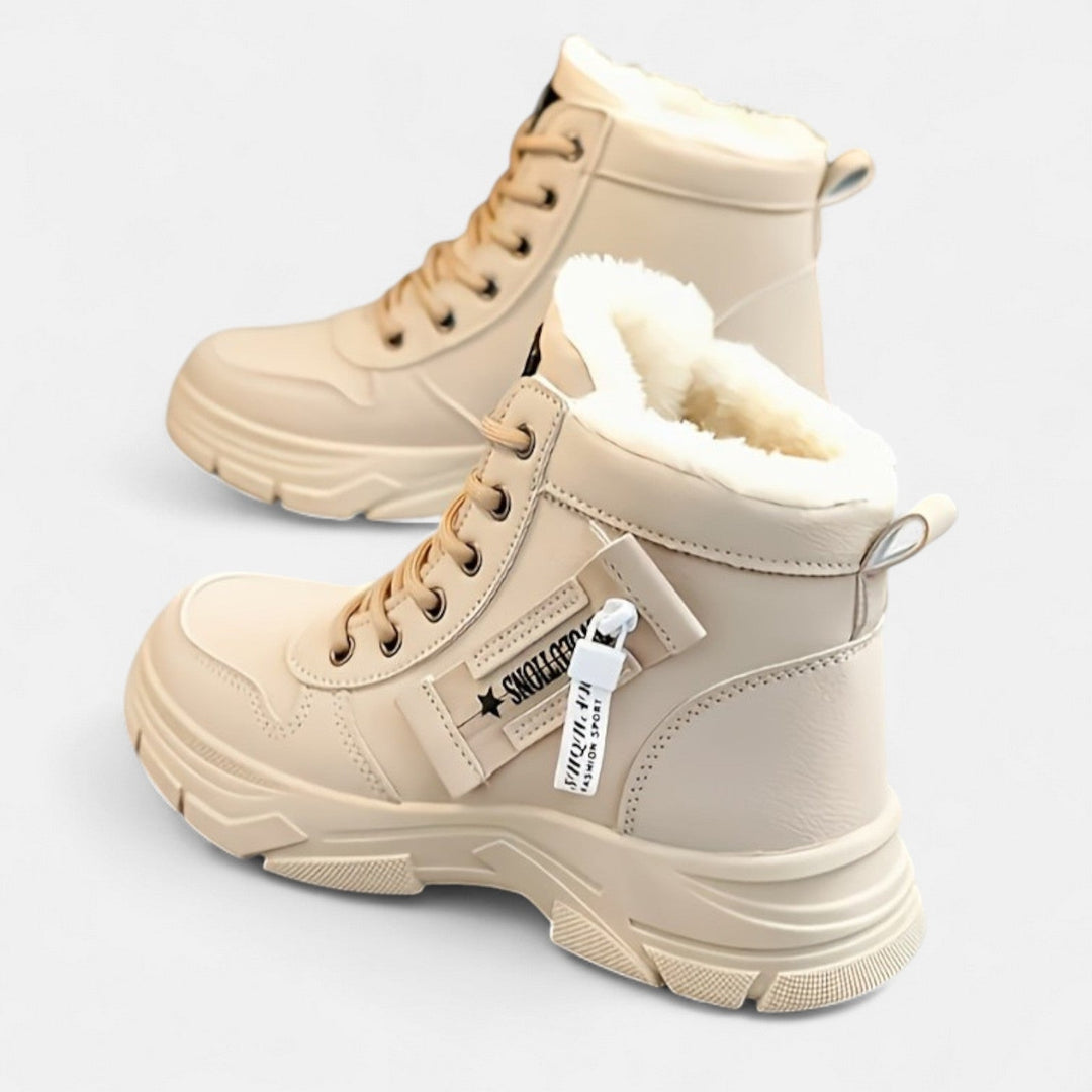 Cold weather boots in khaki, white and black for women