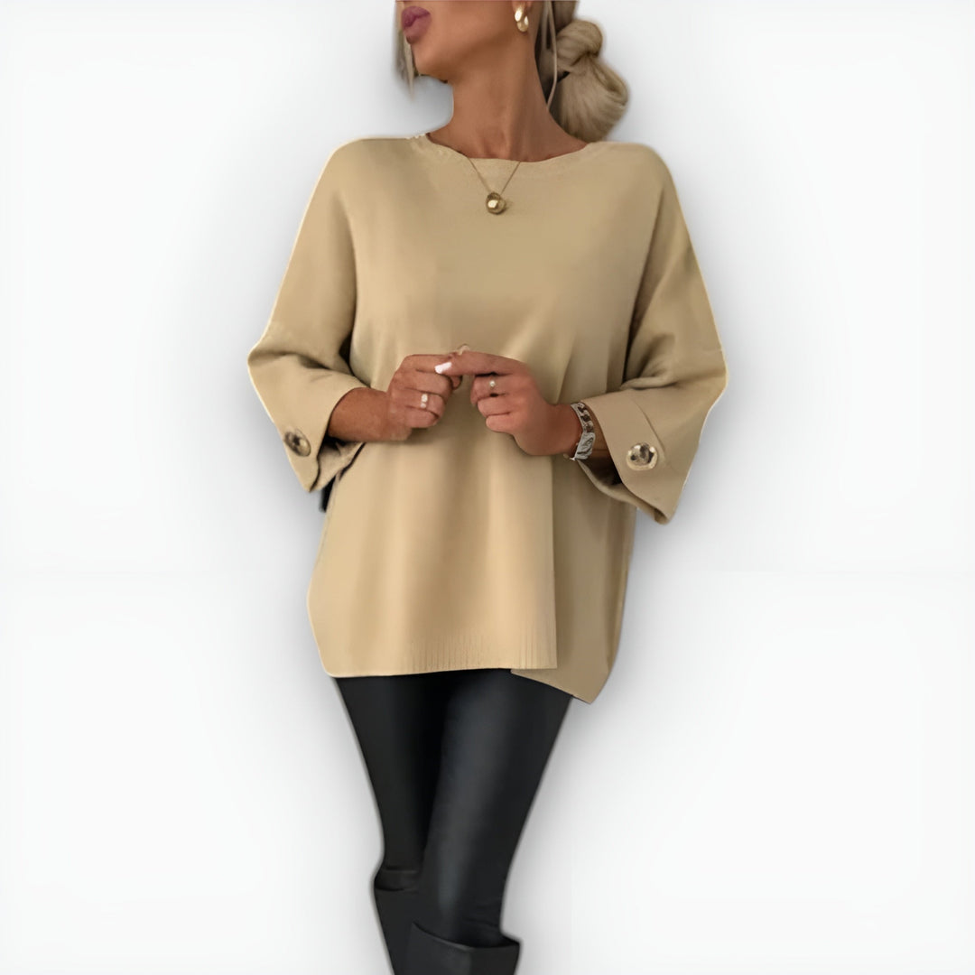 Neutral sweater in gray, white, black and beige for women
