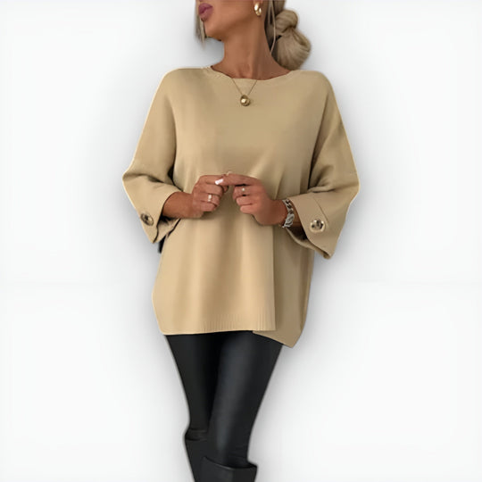 Neutral sweater in gray, white, black and beige for women