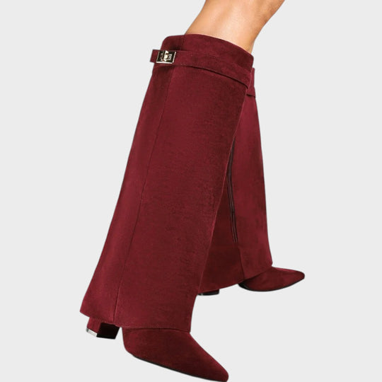 Sylvie | Fold Over Pointed Wedge Boots