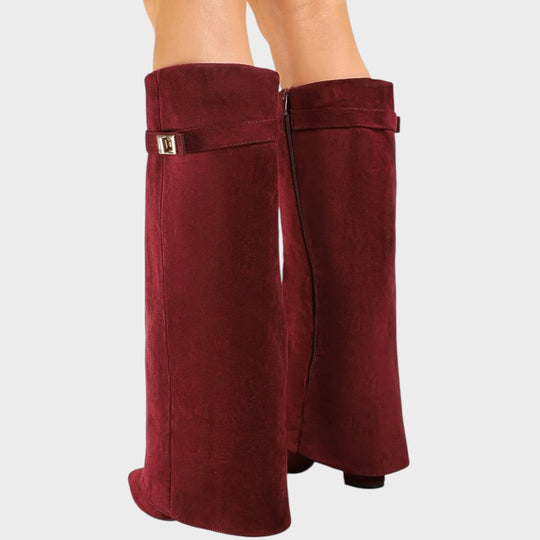 Sylvie | Fold Over Pointed Wedge Boots