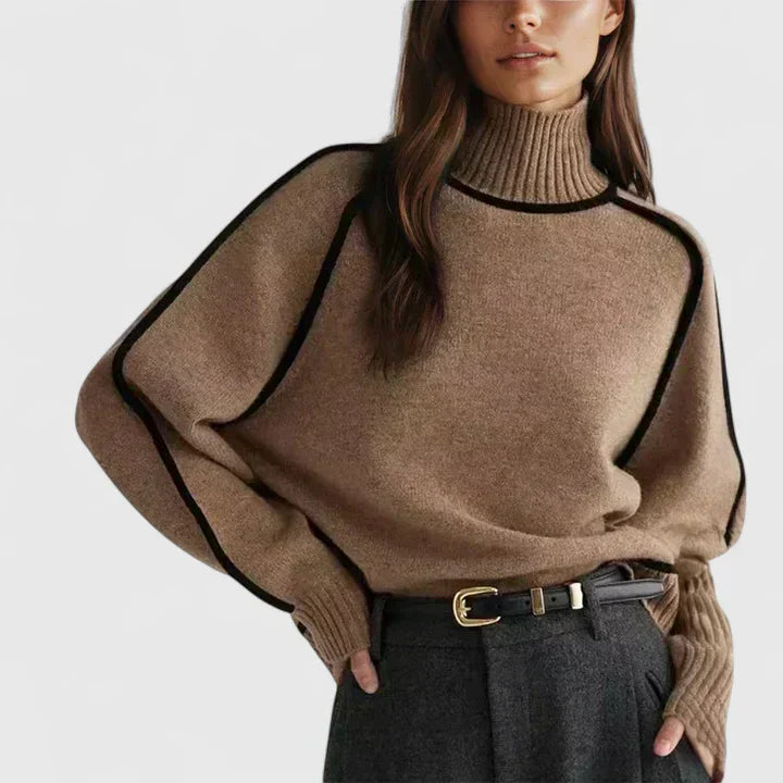 Knit sweater for women in brown or gray