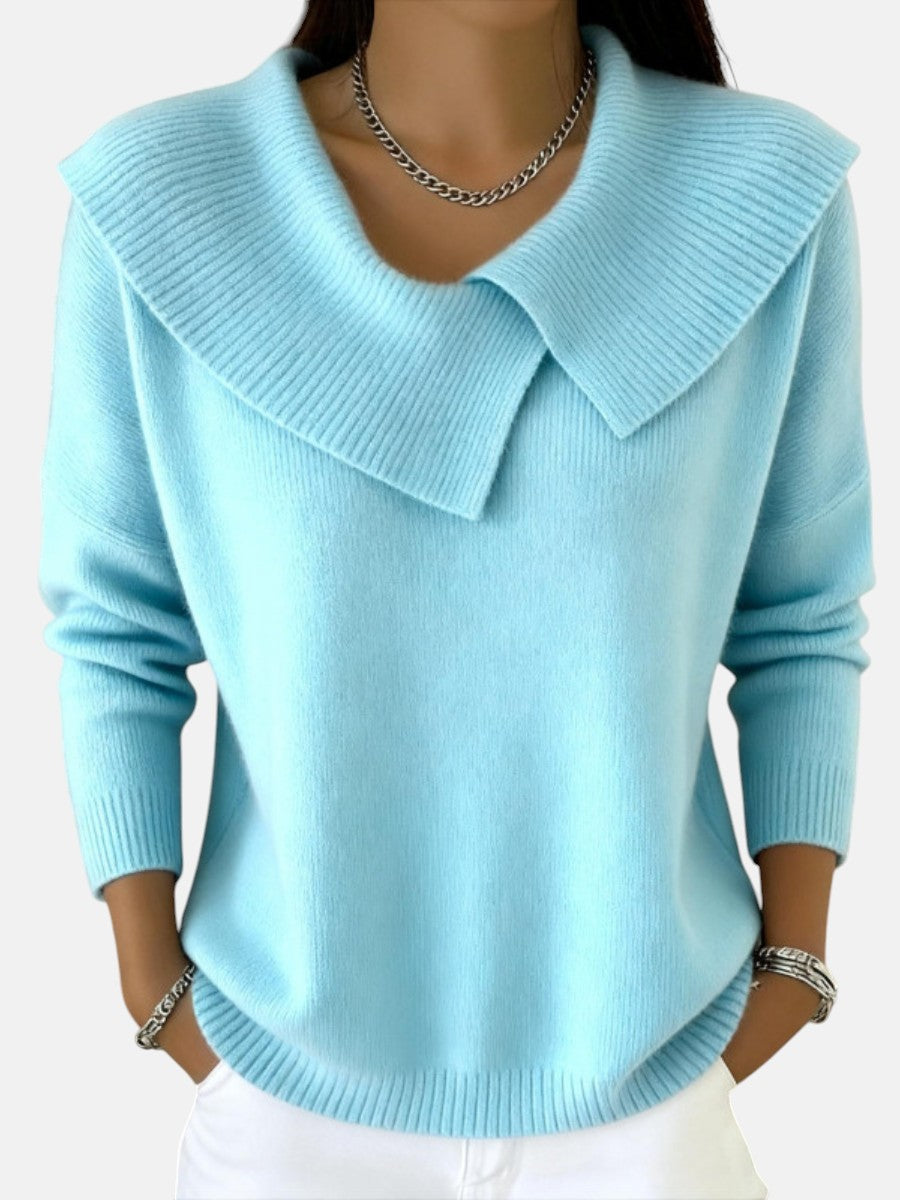Collared knit sweater for women in seven colors