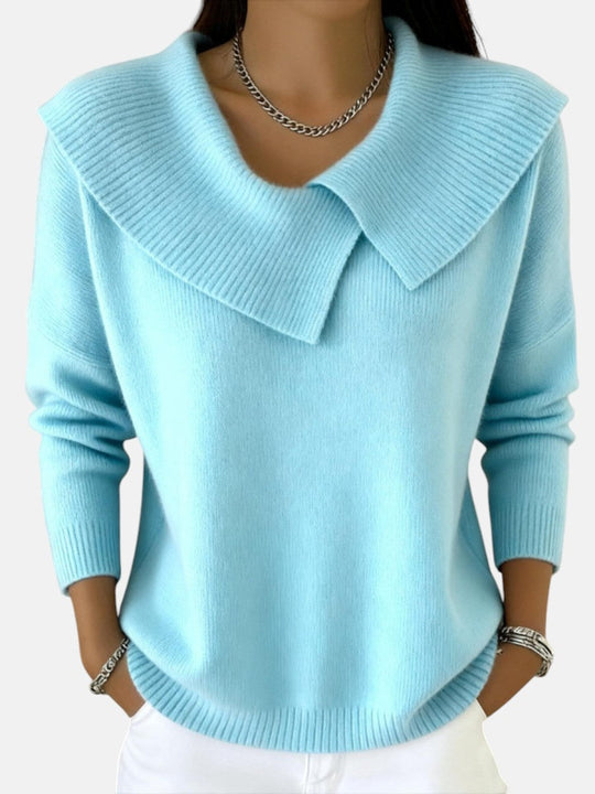Collared knit sweater for women in seven colors
