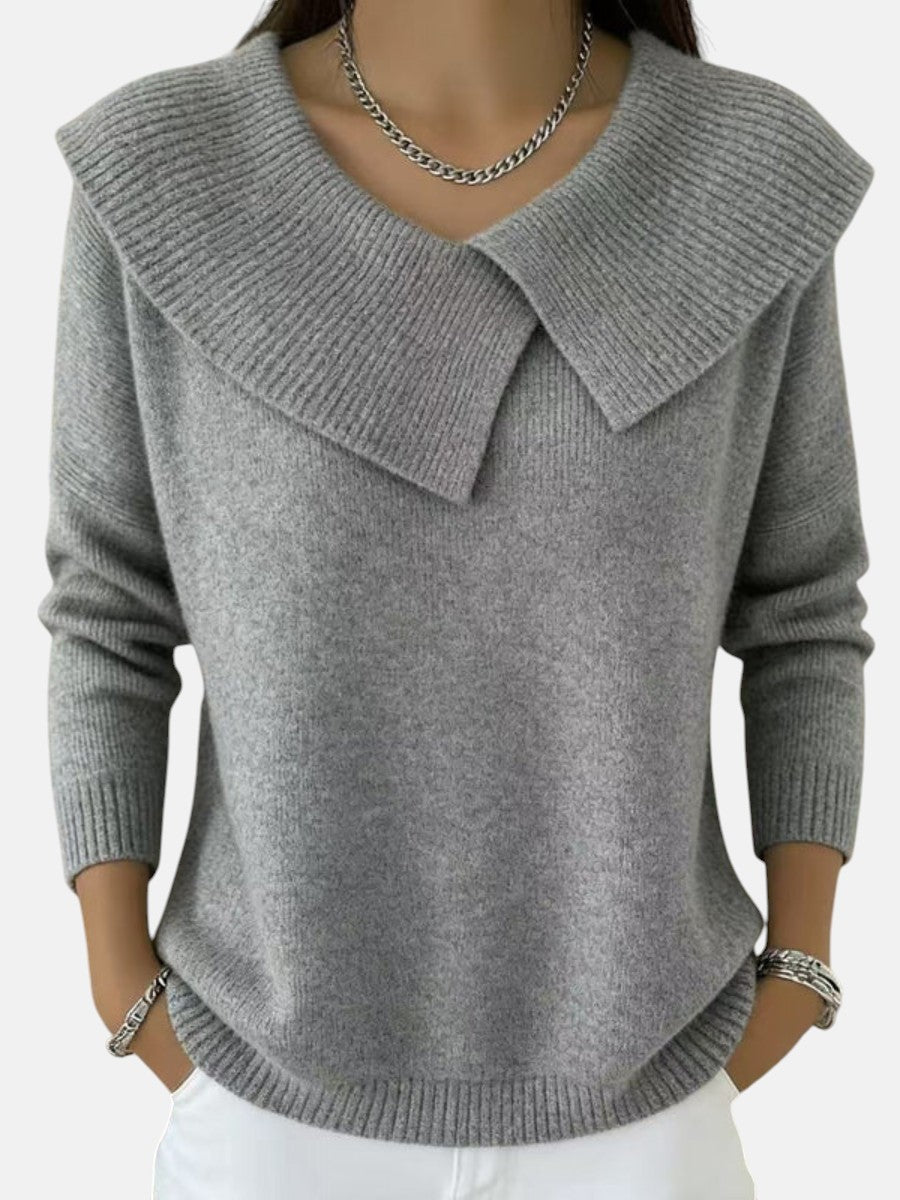 Collared knit sweater for women in seven colors
