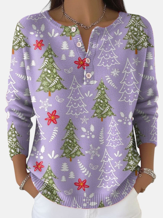 Button-front sweater in five festive colors for women