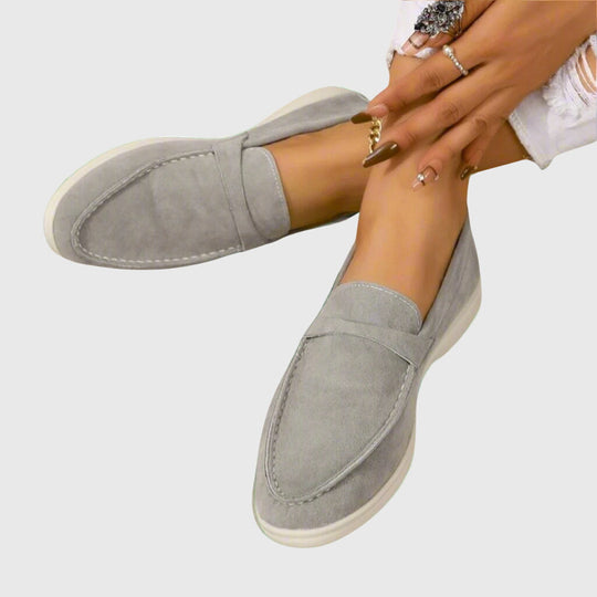 Comfort loafers in sky blue, camel, gray, black and pink for women