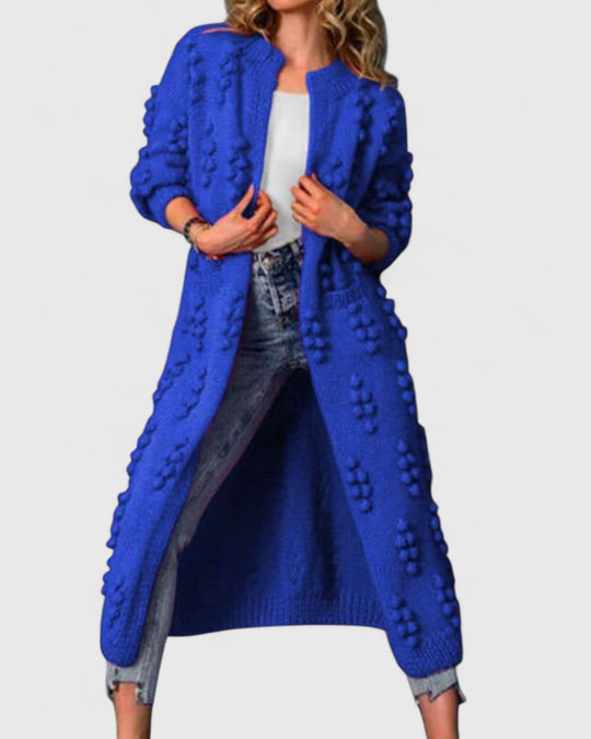 Knit cardigan for women in royal blue, rose red and coffee