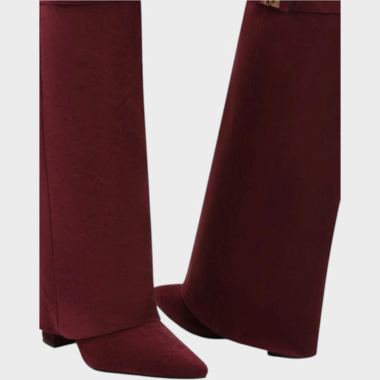 Sylvie | Fold Over Pointed Wedge Boots