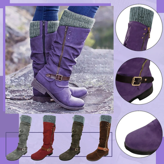 Comfort boots in black, red, brown, purple and gray for women