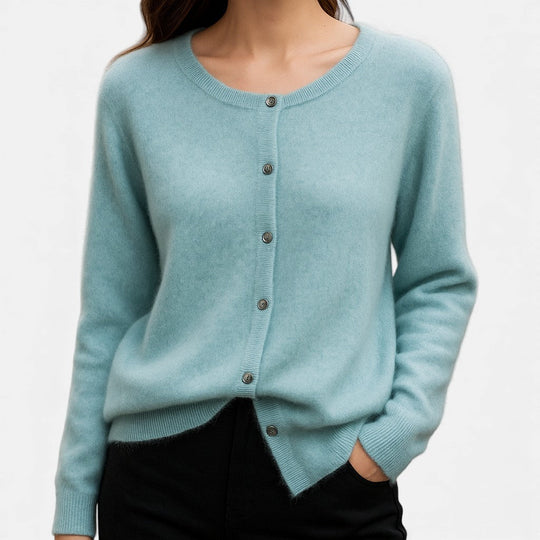 Button-front sweater for women in twelve colors