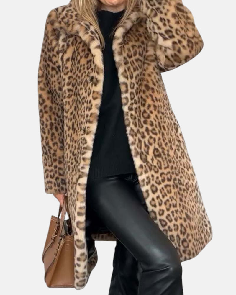 Leopard print coat for women in four colors