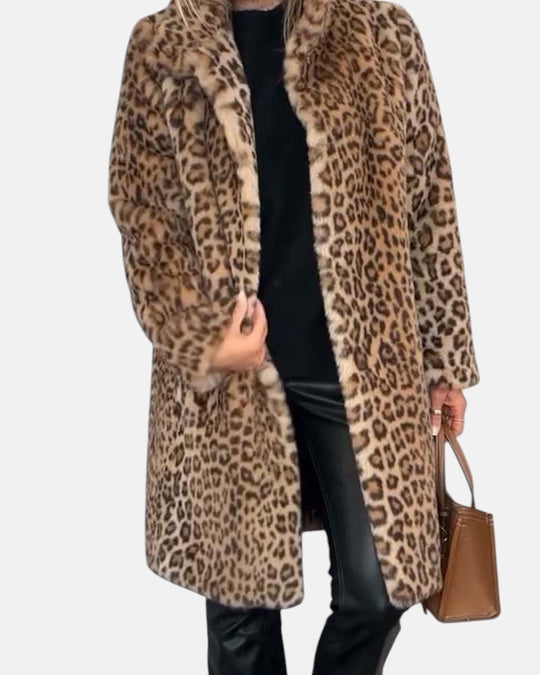 Leopard print coat for women in four colors