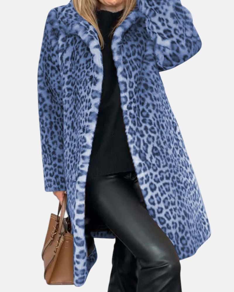 Leopard print coat for women in four colors