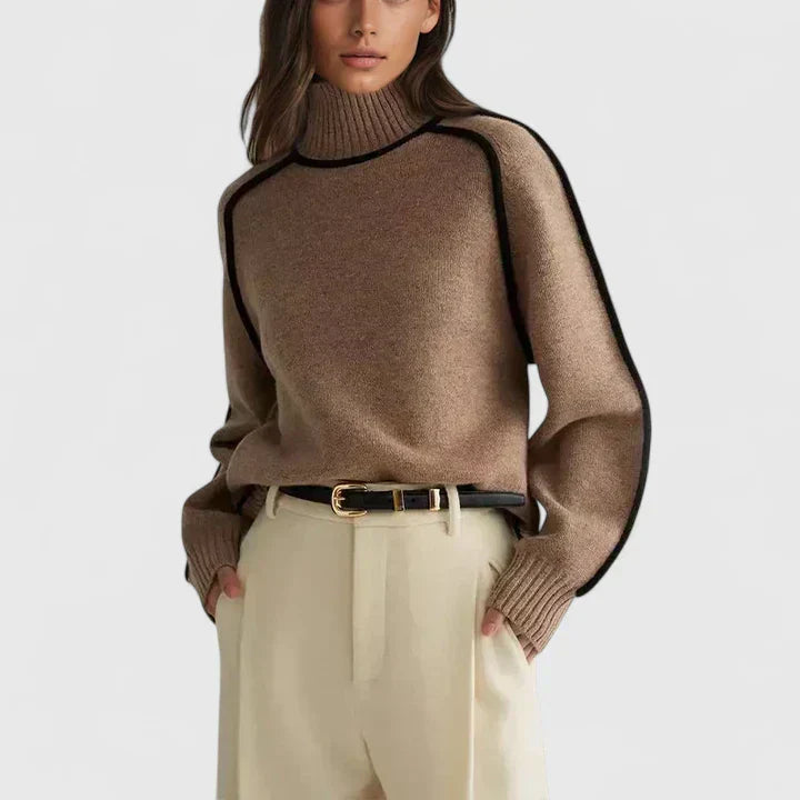 Knit sweater for women in brown or gray