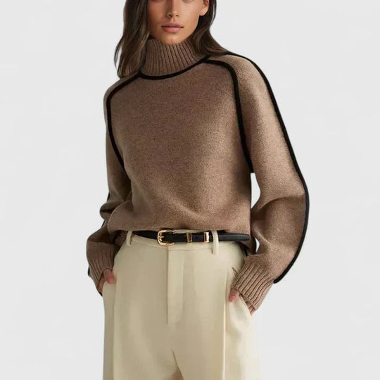 Knit sweater for women in brown or gray