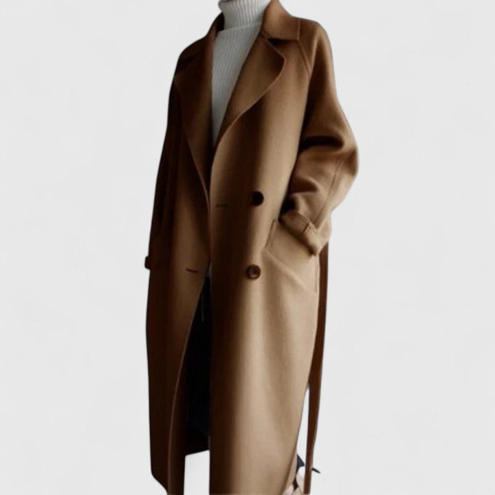 Elegant coat in beige, brown and black for women