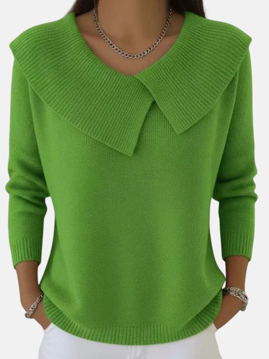 Collared knit sweater for women in seven colors