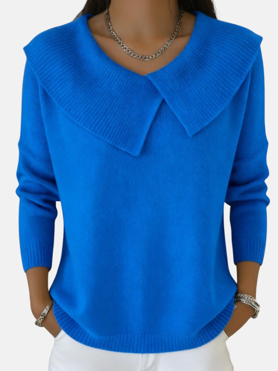 Collared knit sweater for women in seven colors