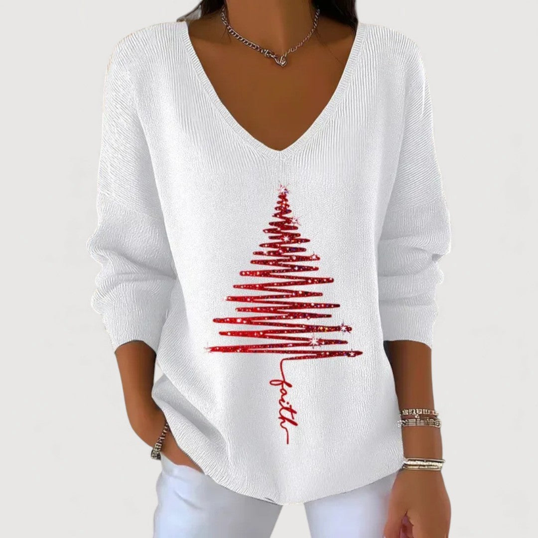 Festive knit top in six colors for women