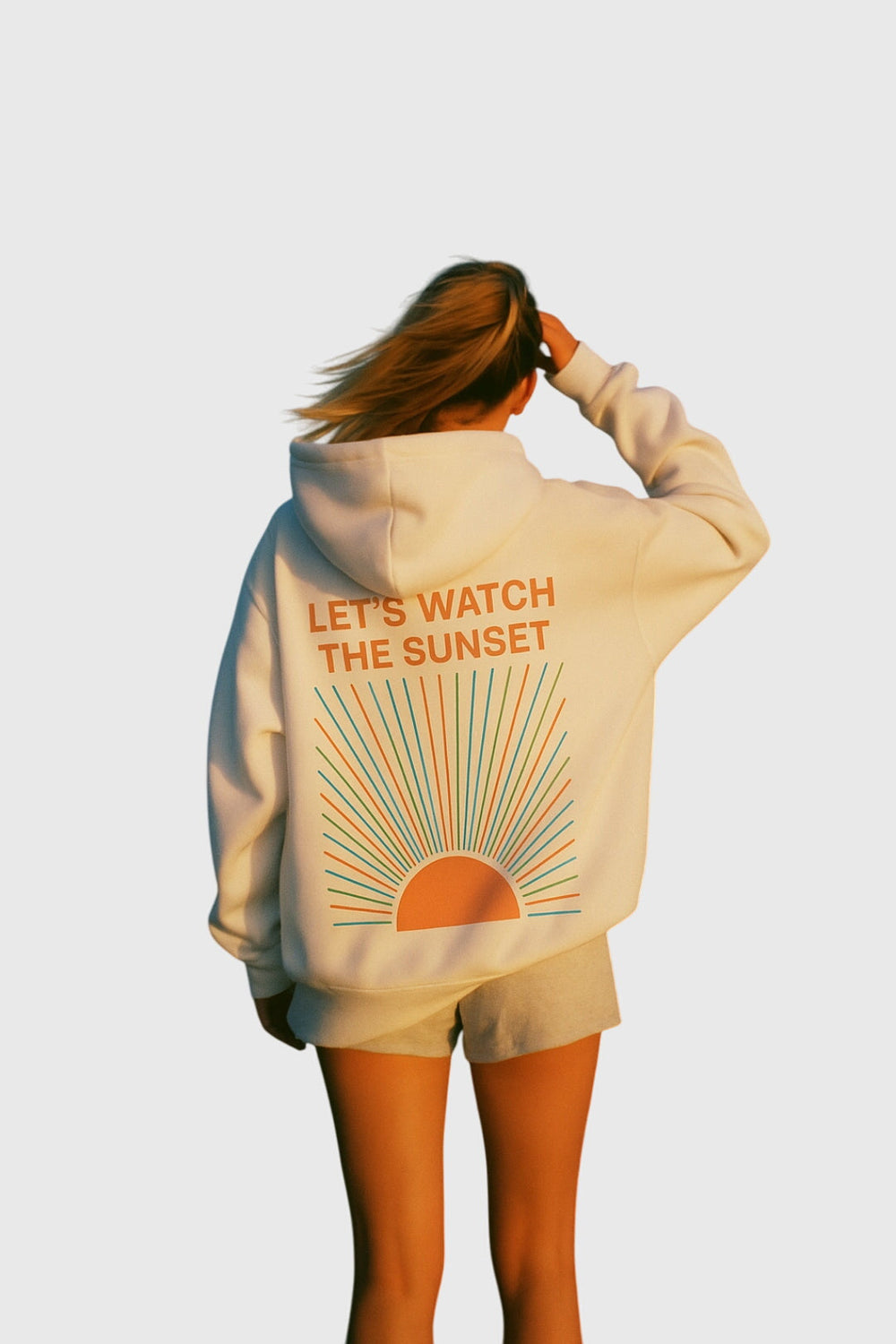 Pullover hoodie in white, pink and blue for women