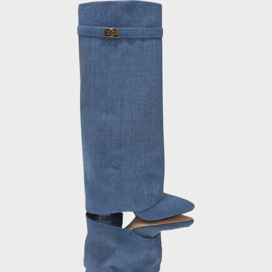 Sylvie | Fold Over Pointed Wedge Boots