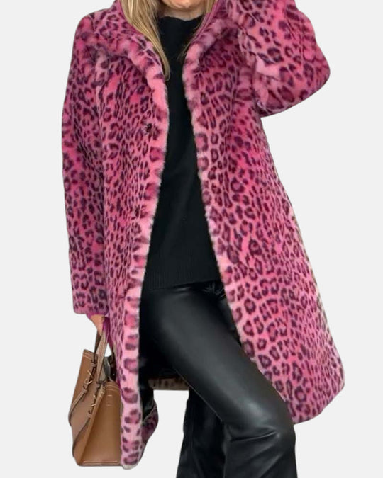 Leopard print coat for women in four colors