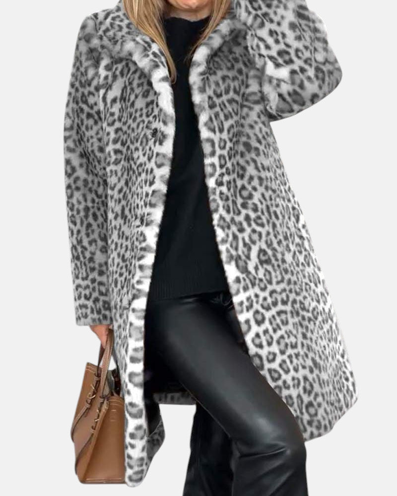 Leopard print coat for women in four colors