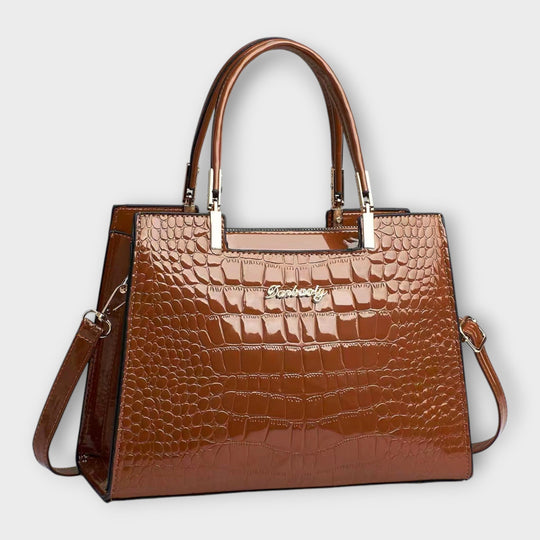 Croc-effect glossy handbag in five colors for women