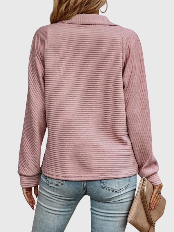 Zip-front sweater in six colors for women