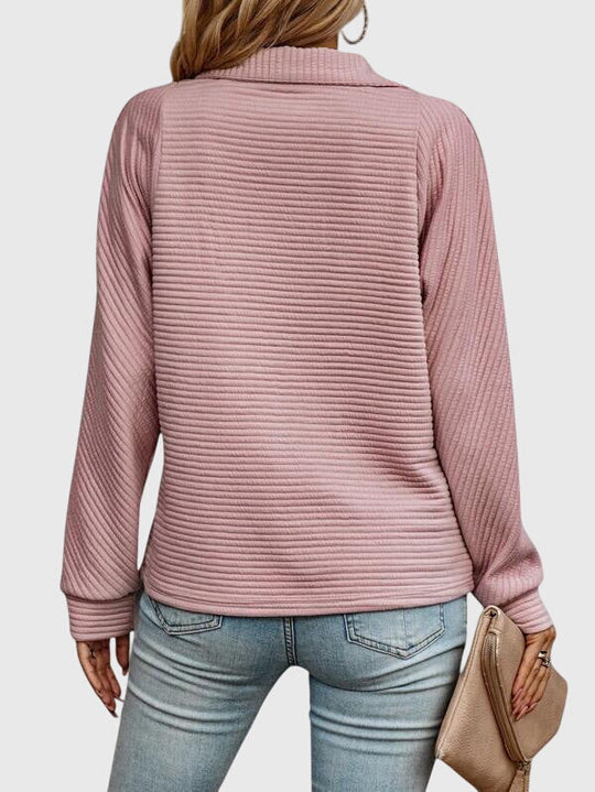 Zip-front sweater in six colors for women