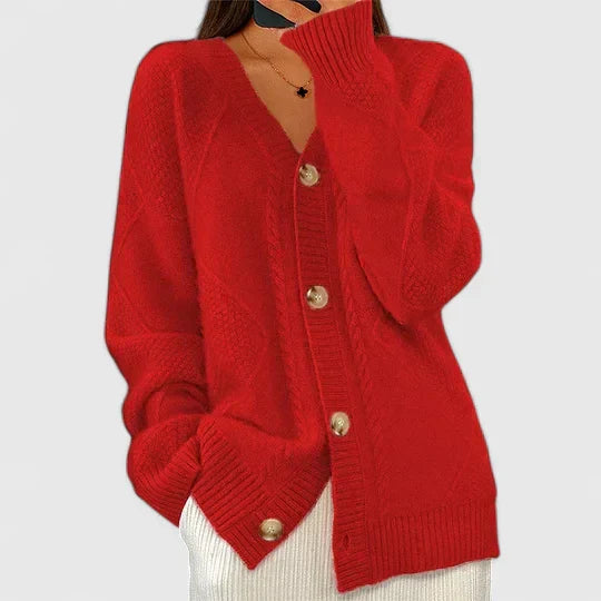Knit cardigan for women in red, apricot, khaki and pink