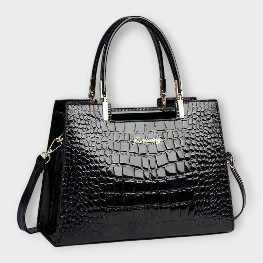 Croc-effect glossy handbag in five colors for women